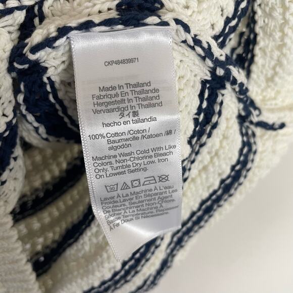 Madewell Crochet Knit Crew Neck 100% Cotton Sweater Tunic Top US Women's XS New - Picture 4 of 7